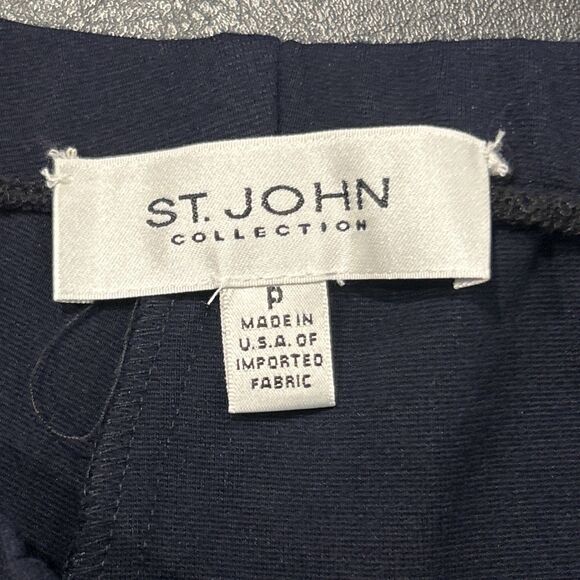St John Pants Womens Petite Ponte Knit Stretch Ankle Navy Blue 26”x29” - Picture 3 of 6